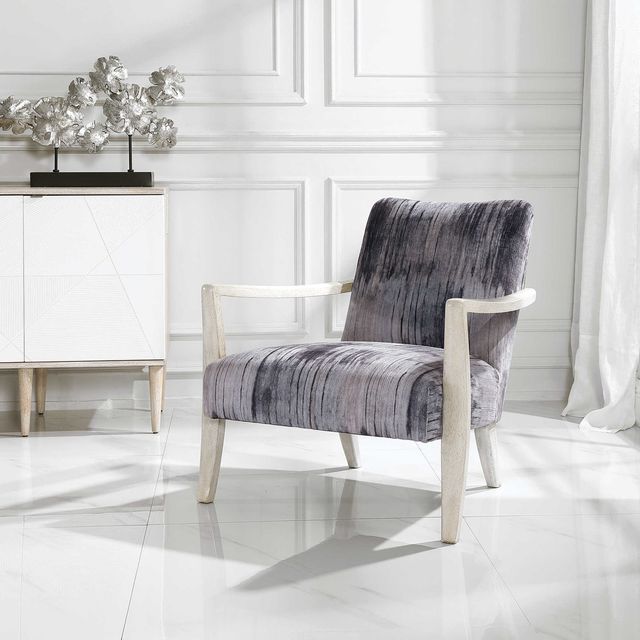 Uttermost® Watercolor Gray/Natural Off-White Accent Chair-1