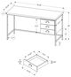 Monarch Specialties Inc. 55"L Brown Reclaimed Wood Black Metal Computer Desk-3