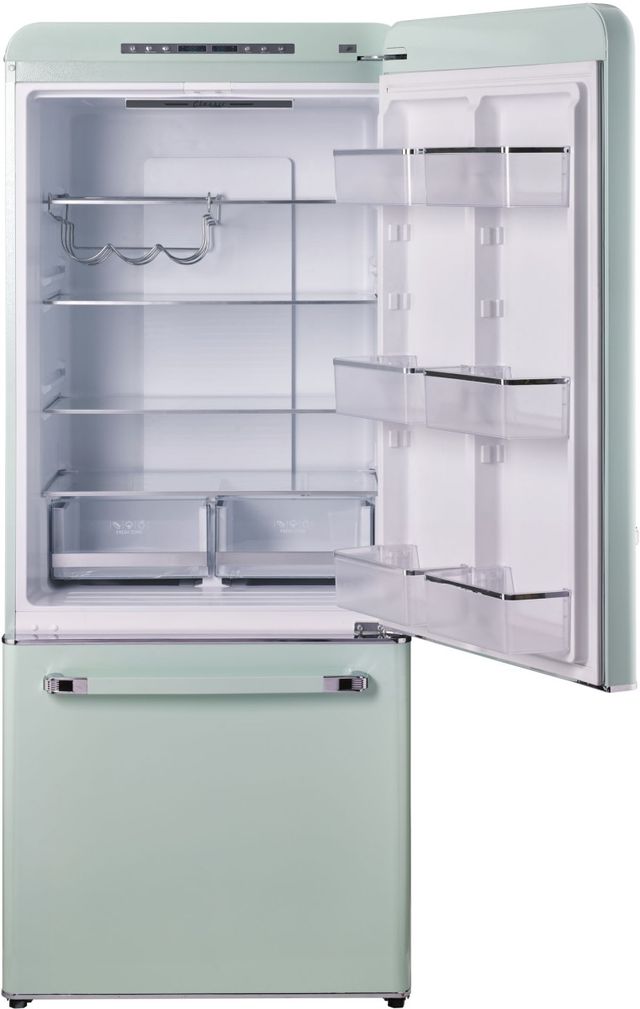 Unique® Appliances Classic Retro 30 in. 18 Cu. Ft. Summer Mint Green Bottom Freezer Refrigerator-1