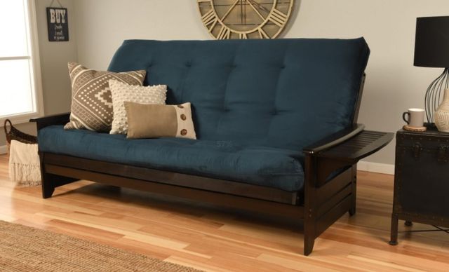 Kodiak Furniture Phoenix Suede Navy/Espresso Queen Futon with Mattress-2