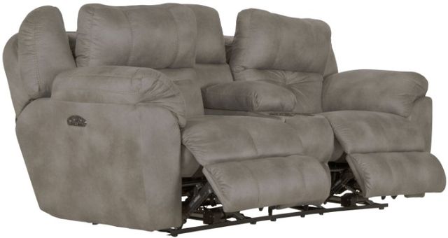 Catnapper® Ferrington Steel Power Lay Flat Reclining Console Loveseat with Power Adjustable Headrest-3