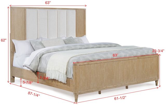 Crown Mark Kara Beige/Cerused Natural Queen Upholstered Panel Bed-2