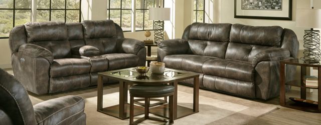 American Wholesale Furniture Ferrington Dusk Power Dual Reclining Sofa with Headrest-2