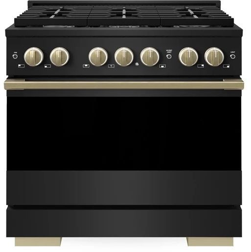 ZLINE Marino 36" Black Stainless Steel Pro Style Gas Range with Champagne Bronze Accents-0