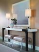 Century® Customizable Aria Oxford White Console Table with Brownstone Legs -2