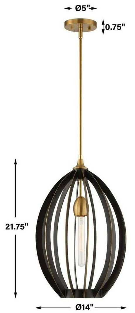 Uttermost® Darby Dark Bronze/Warm Brass Pendant-2