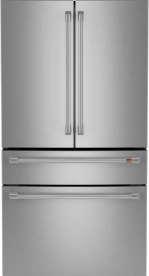 Front view of the Café™ 36 in. 23.2 Cu. Ft. Stainless Steel Counter Depth French Door Refrigerator