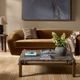 Four Hands Marcia Brown Emperador Marble Top Coffee Table with Gray Reclaimed French Oak Base-1