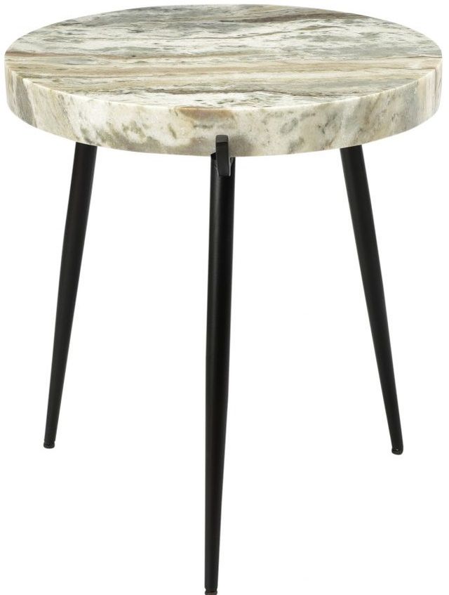 Moe's Home Collection Brinley Light Brown Marble Round Accent Table with Black Metal Legs-1