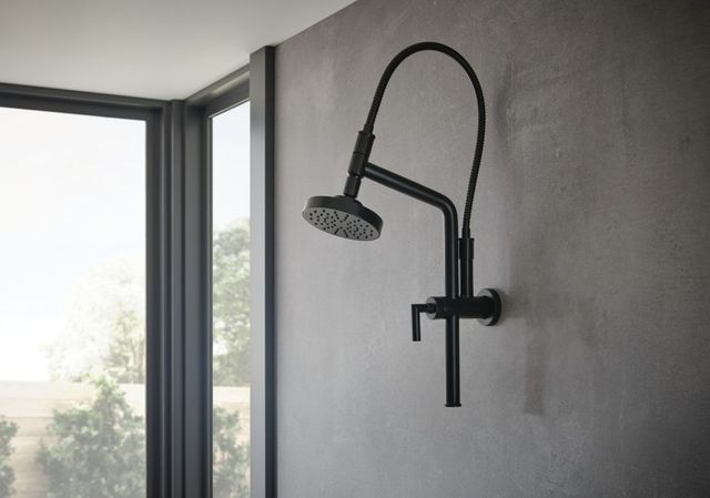 Brizo Essential™ Matte Black Linear Round Single-Function Wall Mount Shower Head-3