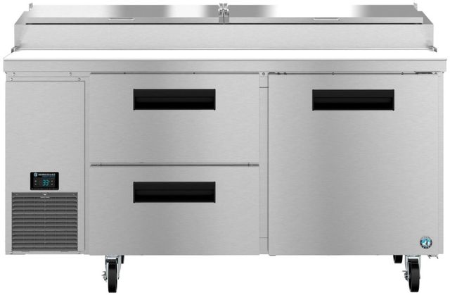 Hoshizaki 67" 19.29 Cu. Ft. Stainless Steel Two Section Pizza Prep Table Refrigerator with Drawer and Door Combo -0