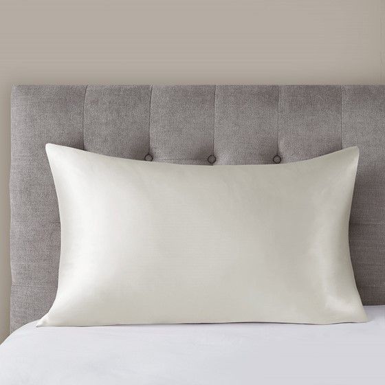 Olliix by Madison Park Silk 100% Ivory Standard Mulberry Single Pillow Case-0
