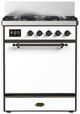 Ilve® Majestic III 30" White Pro Style Dual Fuel Natural Gas Range with Solid Door and Burnished Trim-0