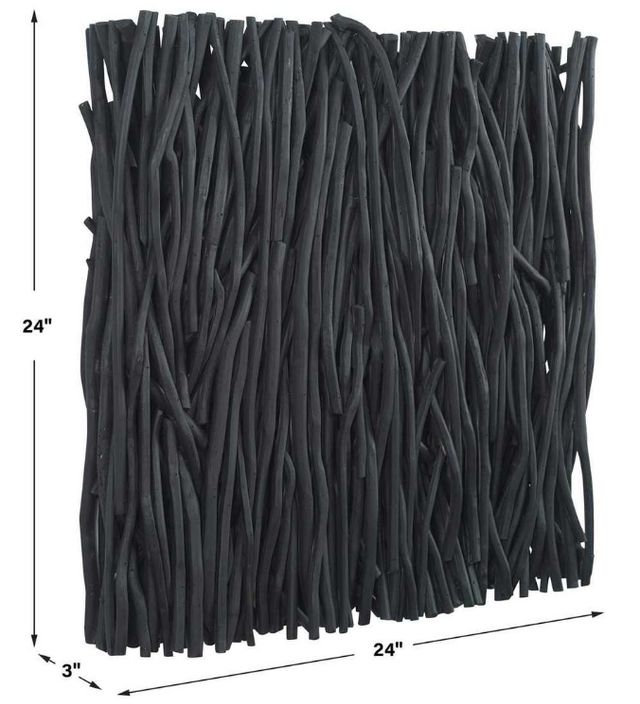 Uttermost® Gathered Teak Black Square Wood Wall Decor-2