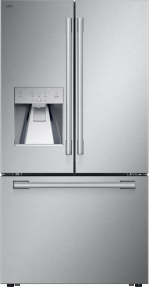 Front view of the SKS 36" 25.5 Cu. Ft. Stainless Steel Counter Depth French Door Refrigerator 