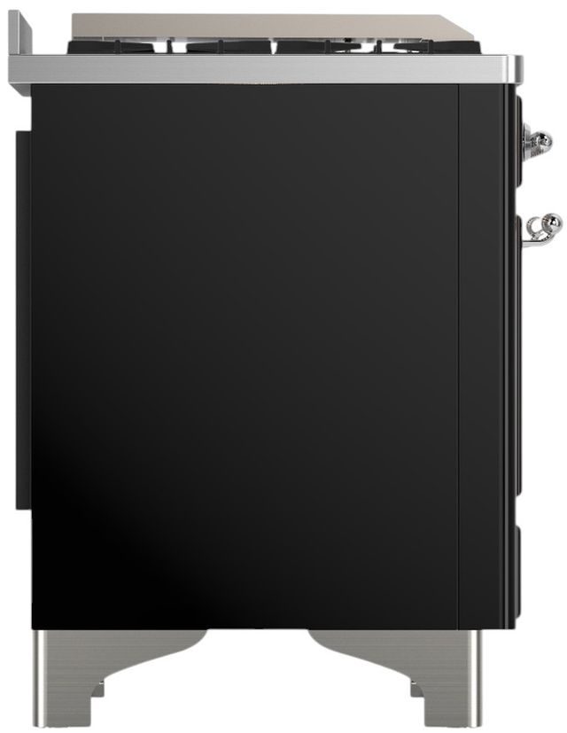 Ilve® Majestic III 40" Glossy Black Pro Style Dual Fuel Liquid Propane Range with Triple Glass Door and Chrome Trim-3