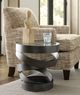 Hammary® Hidden Treasures Glass Top Helix Round Accent Table with Gunmetal Base -1