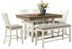 Elements International Bellevue 6-Piece Antique White/Walnut Counter Height Dining Set-0