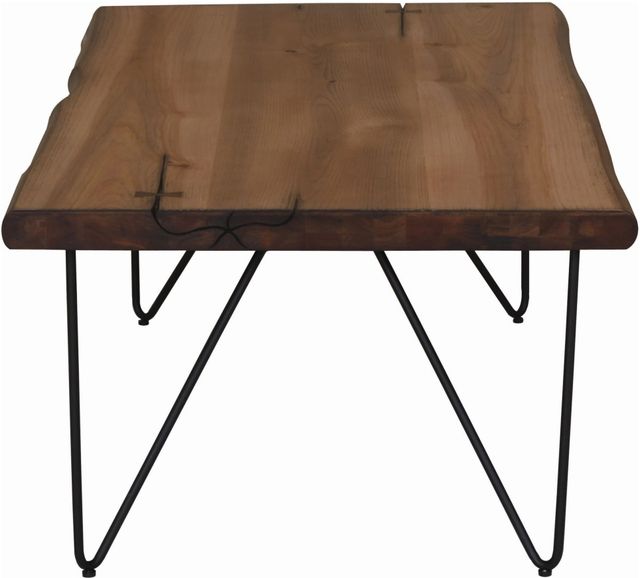 Coaster® Natural Honey and Gunmetal Coffee Table With Hairpin Legs-2