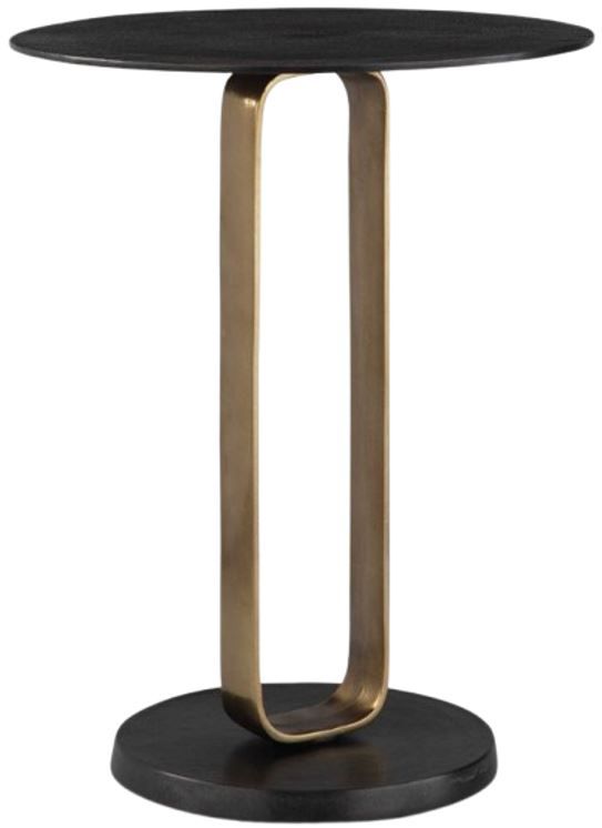 Uttermost® Aperture Brass Accent Table with Black Base and Top-0