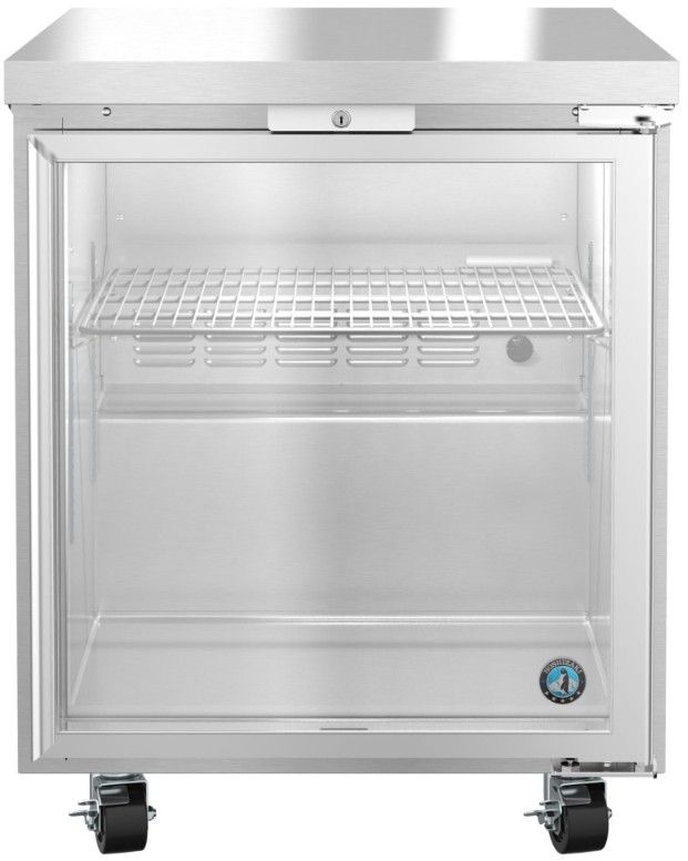 Hoshizaki Steelheart® 27" 6.21 Cu. Ft. Stainless Steel Single Section Undercounter Low Profile Refrigerator with Full Glass Door-0