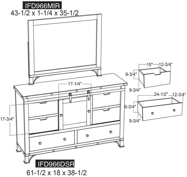 International Furniture Direct Antique Brown 6-Drawer Dresser-2