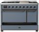 Ilve® Majestic III 48" Blue Gray Pro Style Dual Fuel Liquid Propane Range with Solid Door and Burnished Trim-2