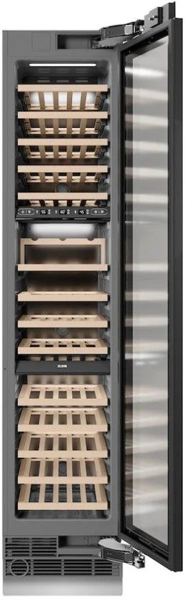 ZLINE Autograph Edition 18 in. 9 Cu. Ft. Panel Ready Right Hinge Triple Zone Column Wine Cooler with Matte Black Accents-2