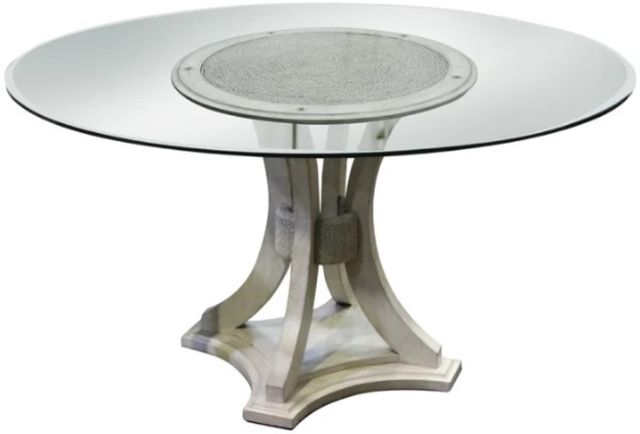 Stylecraft Lauren Glass Top Round Dining Table with White Base | Colder ...