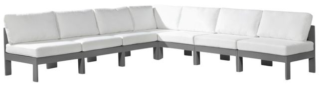 Meridian Furniture Nizuc 7-Piece Dark Gray/White Aluminum/Fabric Outdoor Patio Modular Sectional-0