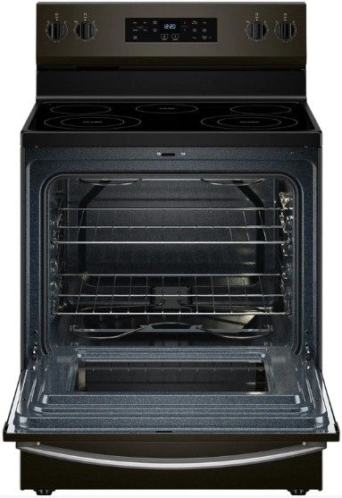 Whirlpool® 30" Black Stainless Steel Freestanding Electric Range with No Preheat Mode and Steam Clean-1