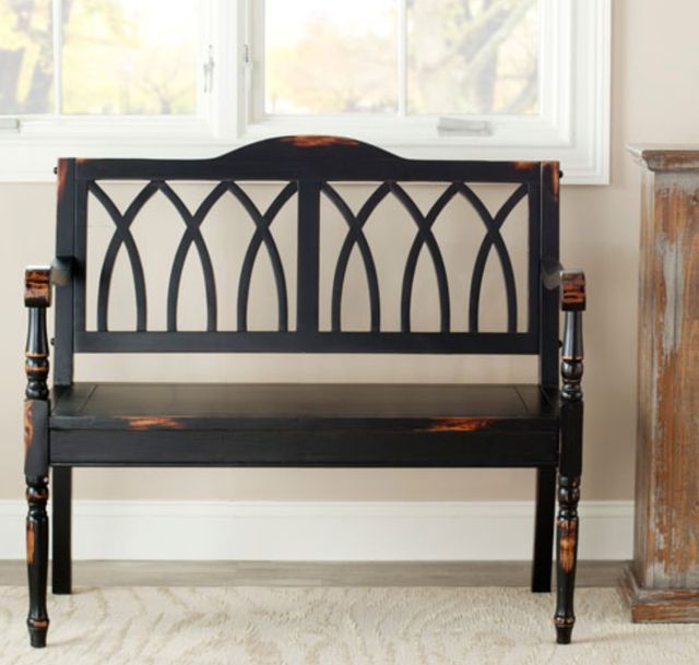 Safavieh Benjamin Distressed Black Bench-4