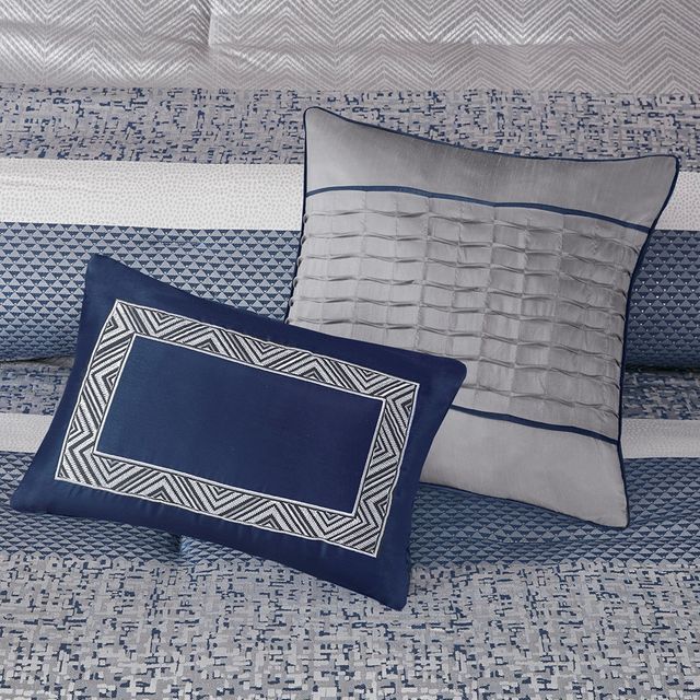 Olliix by Madison Park Rhapsody 7 Piece Navy King Jacquard Comforter Set-4
