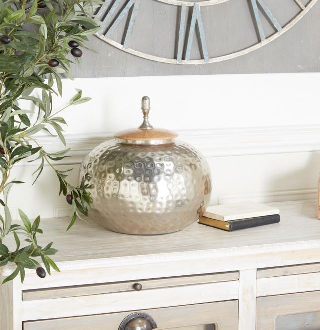 Deco Marche Silver Decorative Jars with Lid-3