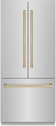 ZLINE Autograph Edition 36" 19.6 Cu. Ft. Stainless Steel Built-In French Door Refrigerator with Champagne Bronze Accents-0