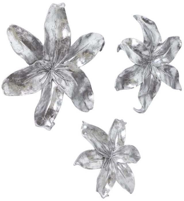 Deco Marche 3-Piece Silver Floral Wall Decor Set-1