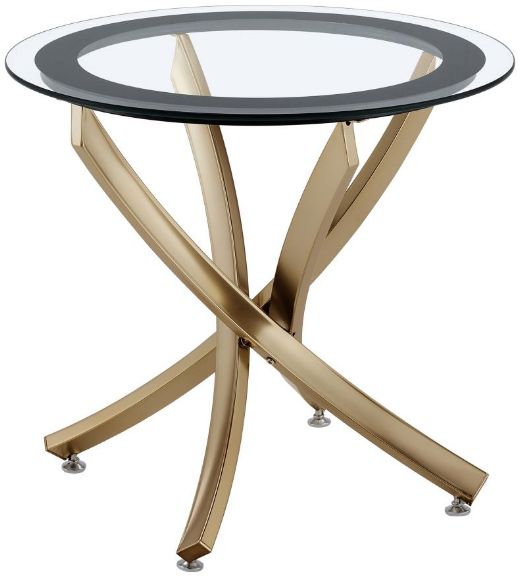 Coaster® Brooke Glass Top End Table with Rose Brass Base-1