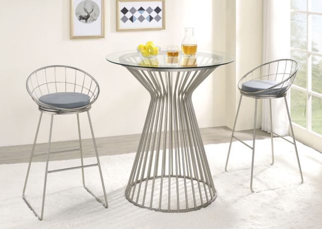 Coaster® 3-Piece Gray/Satin Nickel Bar Set -0