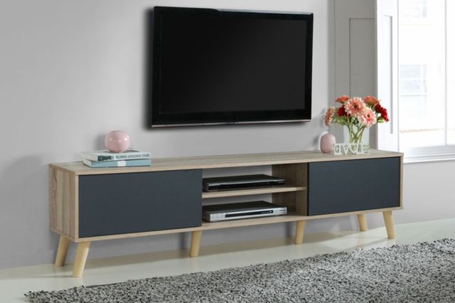 Milton Greens Stars Gray/Natural 71" Faux Wood TV Stand-1