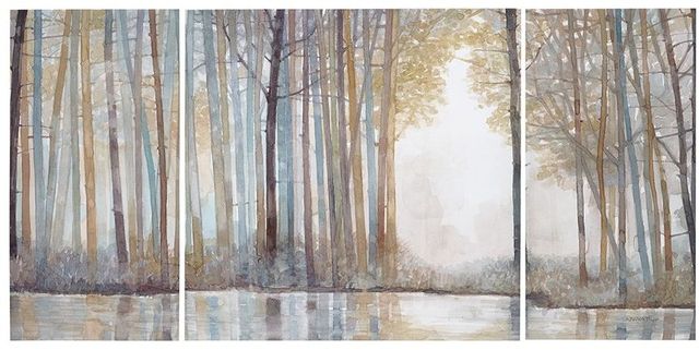 Olliix by Madison Park Multi-Colored Set of 3 Forest Reflections Gel Coated Canvas-0