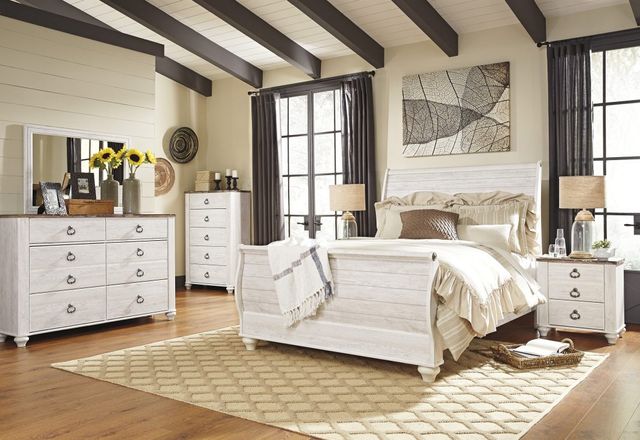 Signature Design by Ashley® Willowton Whitewash King Sleigh Bed-3