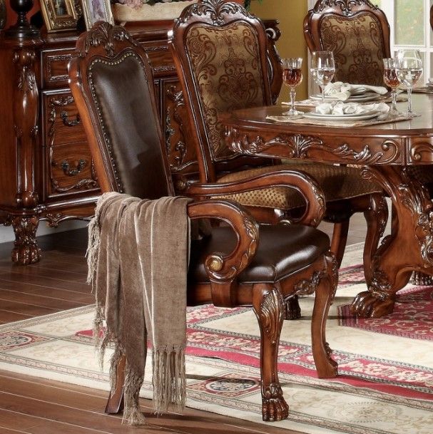 ACME Furniture Dresden 2-Piece Brown/Cherry Arm Chair Set-1