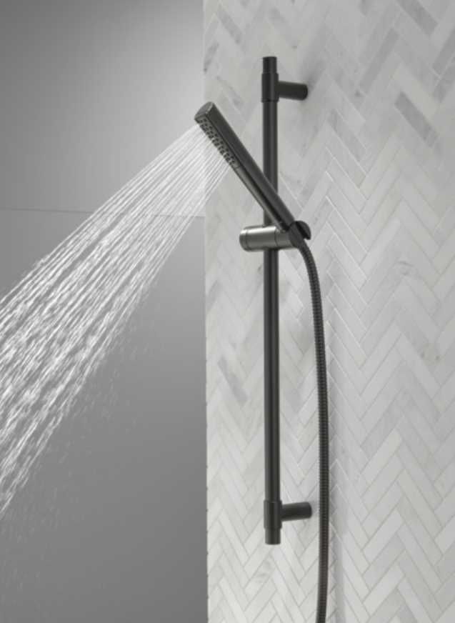 Delta Universal Showering Matte Black Premium Single-Setting Slide Bar Hand Shower-2