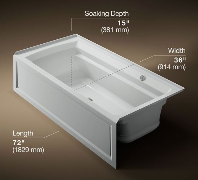 KOHLER® Archer® Ice Gray 72" x 36" Alcove Heated BubbleMassage™ Air Bath with Bask® Heated Surface - Right Drain-2