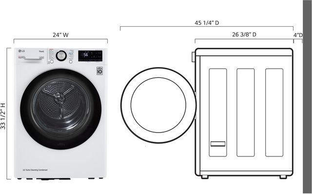 LG 4.2 Cu. Ft. White Front Load Ventless Electric Dryer-7