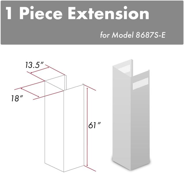 ZLINE 61" Satin Stainless Steel Chimney Extension-1