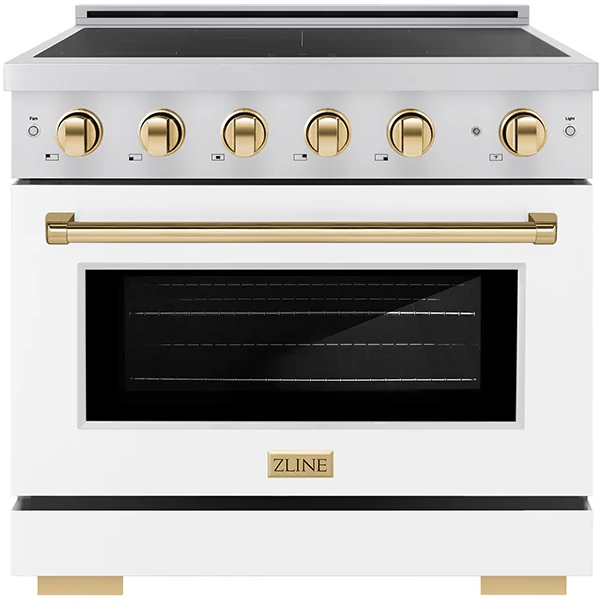 ZLINE 36" 5.2 cu. ft. Autograph Edition Paramount Stainless Steel with White Matte Door and Polished