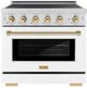 ZLINE Autograph Edition Paramount 36" Stainless Steel Pro Style Induction Range with White Matte Door and Polished Gold Accents-0