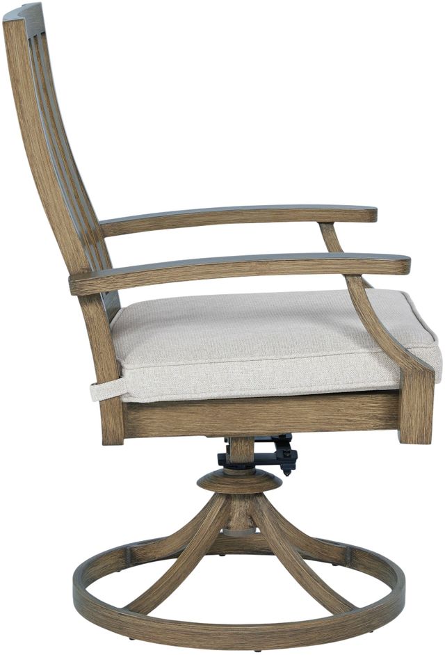 Signature Design by Ashley® Rainier Ranch 2-Piece Beige/Brown Aluminum/Nuvella Outdoor Swivel Chair-4