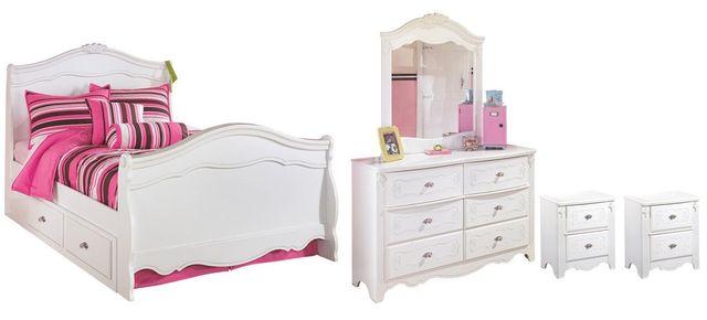 Signature Design by Ashley® Exquisite 5-Piece White Full Sleigh Storage Bed Set-0